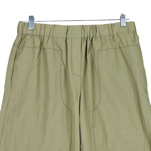Mod Ref Wide Leg Nylon Pant L Women Olive Green Elastic Waist 31x29.5 Loungewear - Picture 8 of 11